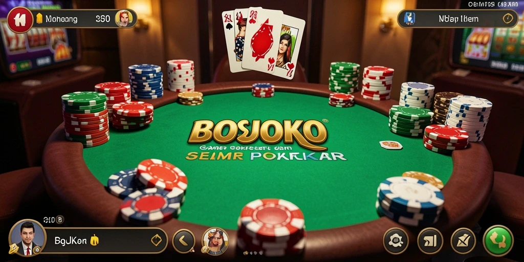 Tampilan gameplay Poker yang seru dan menarik di BOSJOKO.