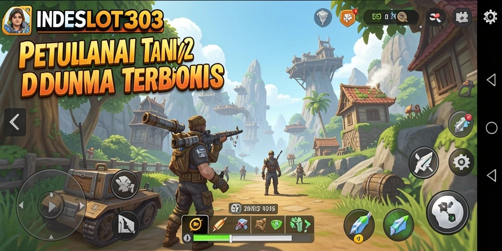 Screenshot gameplay INDESLOT303 yang menampilkan petualangan di dunia terbuka.