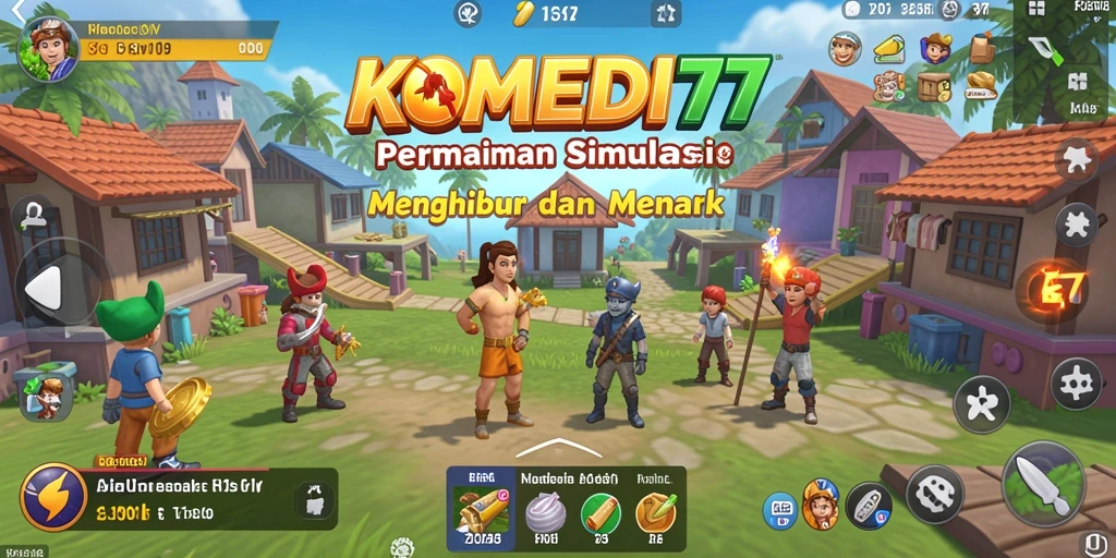 Tampilan gameplay lucu dan interaktif dari KOMEDI77.