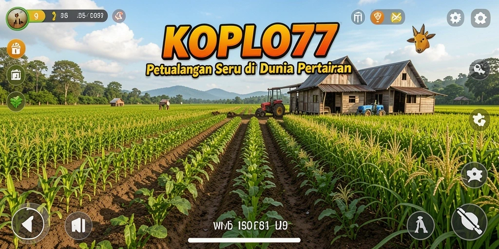 Tangkapan layar menunjukkan gameplay seru KOPLO77 dengan pertanian yang indah.