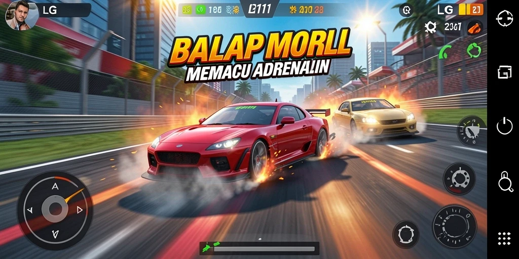 Tampilan gameplay menarik dari game balapan LG111 dengan mobil super cepat.