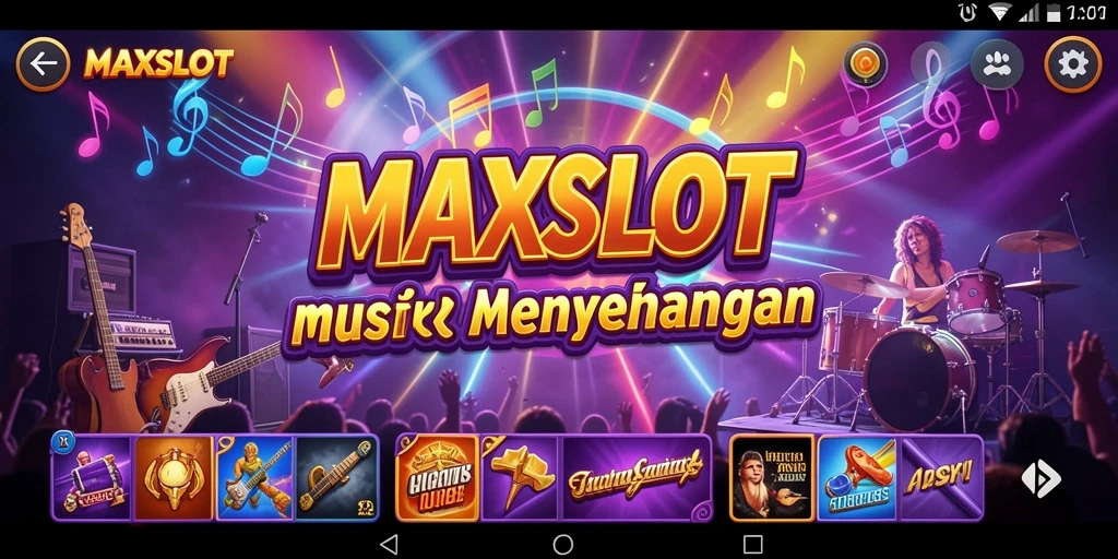Tangkapan layar gameplay menunjukkan momen seru bermain musik di MAXSLOT.