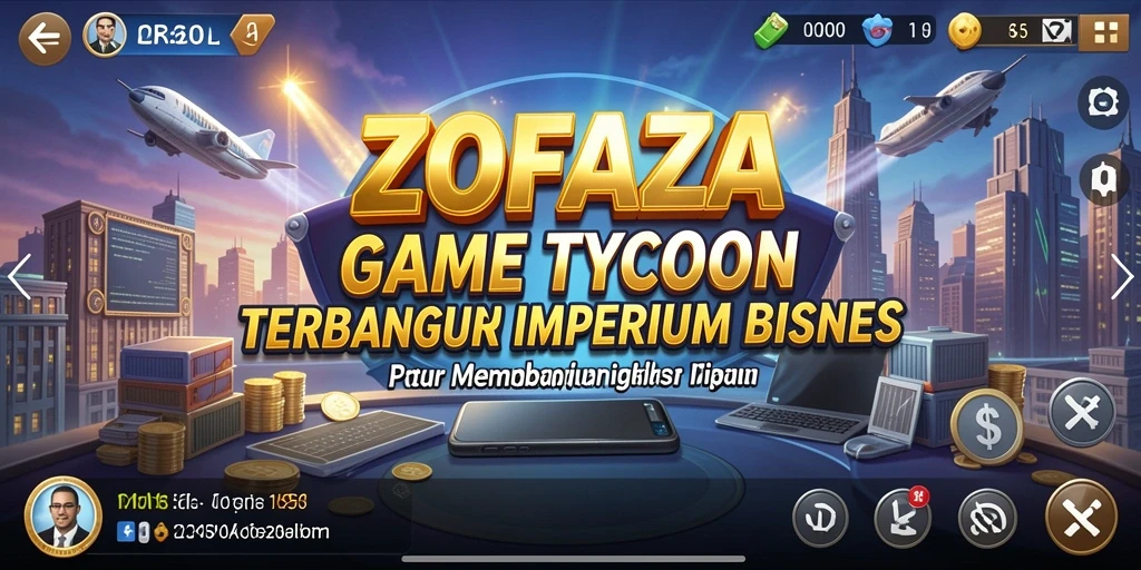 Gameplay ZOFAZA menampilkan pengelolaan bisnis yang mendalam dan menantang.